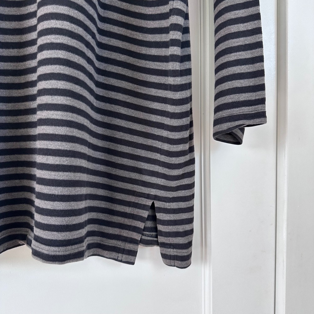 Valerie Stevens Sport 90s Vintage Striped Long Sleeve Cotton Top Grey Black M - Picture 8 of 8
